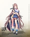  1girl arm_across_waist arm_under_breasts bangs black_hair blue_dress blue_neckwear blush boots breasts closed_mouth coat collared_dress cross dress dual_wielding eyebrows_visible_through_hair flower full_body girls_frontline gun highres holding light_brown_hair long_hair looking_at_viewer mat-49 mat-49_(girls_frontline) multicolored multicolored_eyes multicolored_hair necktie off_shoulder open_clothes open_coat pink_eyes pouch red_flower red_rose rose sidelocks sleeve_cuffs sleeveless sleeveless_dress smile solo streaked_hair submachine_gun thigh_strap thighs trigger_discipline very_long_hair weapon wristband yellow_eyes 