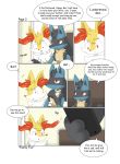  2015 ambiguous_gender anthro black_body black_fur blue_body blue_fur braixen canid canine cellphone comic dialogue duo english_text father father_and_child father_and_son fur hi_res incest lucario male male/male mammal nintendo parent parent_and_child phone pok&eacute;mon pok&eacute;mon_(species) son speech_bubble text video_games winick-lim yellow_body yellow_fur 