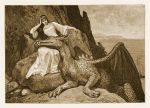  1912 ancient_furry_art anton_robert_leinweber claws dragon duo female human mammal proper_art scales scalie western_dragon wings 