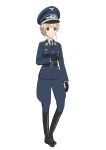  1girl aqua_eyes boots brown_hair highres luftwaffe military military_uniform original thigh_boots thighhighs uniform user_zgjw8247 