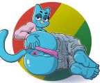  anthro anus bottomwear butt cartoon_network clothing domestic_cat felid feline felis female hi_res ike_marshall looking_at_viewer mammal nicole_watterson pants presenting presenting_anus pussy simple_background solo spread_butt spreading the_amazing_world_of_gumball underware 