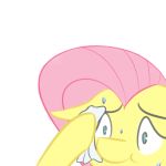  1:1 bodily_fluids equid equine female fluttershy_(mlp) friendship_is_magic fur green_eyes hair hand_on_head handkerchief low_res mammal my_little_pony pink_hair pterippus reaction_image simple_background solo sweat sweating_towel_guy unknown_artist white_background wings yellow_body yellow_fur 