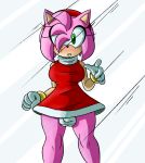  amy_rose breasts bulge clothed clothing dress eulipotyphlan first_person_view green_eyes gynomorph hair hedgehog intersex mammal mirror pink_hair solo sonic_the_hedgehog_(series) story_at_source storyman 