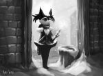  anthro braixen clothed clothing frown fur greyscale holding_object light lighting monochrome naviwavi nintendo outside pok&eacute;mon pok&eacute;mon_(species) scarf snow snowing solo standing video_games 