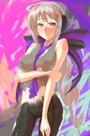  bad_id bad_pixiv_id bodypaint breasts large_breasts long_hair naked_paint nude painted_clothes red_eyes ribbon silver_hair solo tro vocaloid voyakiloid yowane_haku 