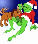  anthro balls bestiality canine christmas clothed clothing dog erection fellatio feral fur gay green_fur green_hair green_penis grinch hair half-dressed hat holidays how_the_grinch_stole_christmas interspecies male mammal max oral oral_sex penis pet pubes saliva sex smile snow tailwag tongue unknown_artist vein 