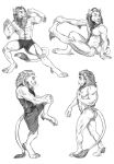  abs anthro arm_tuft barefoot braided_hair butt chest_tuft claws clothed clothing digitigrade elbow_tufts fangs felid foot_grab greyscale hair hell_tuft hindpaw intricatevision lion looking_at_viewer male mammal mane monochrome multiple_poses muscular muscular_male nipples nude pantherine paws pose sketch smile solo stretching tail_tuft toe_claws topless tuft walking whiskers 