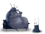  &lt;3 2019 4:3 ambiguous_gender arthropod beetle belly bench big_belly bretta_(hollow_knight) color_edit colored duo edit exoskeleton featureless female grindavikbydaylight hollow_knight insect larger_female nightmarebros obese obese_female overweight overweight_female protagonist_(hollow_knight) semi-anthro simple_background size_difference smaller_ambiguous white_background 
