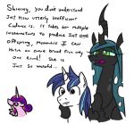  2019 arthropod changeling english_text equid female feral friendship_is_magic group hair horn jargon_scott long_hair male mammal multicolored_hair my_little_pony open_mouth princess_cadance_(mlp) queen_chrysalis_(mlp) shining_armor_(mlp) simple_background text unicorn white_background 