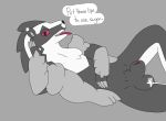  animal_genitalia anthro balls delta&#039;s_art grey_background looking_at_viewer lying male mammal markings mustelid nintendo obstagoon pok&eacute;mon pok&eacute;mon_(species) red_eyes sheath simple_background solo text tongue tongue_out video_games white_markings 