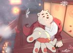  2019 anthro clothed clothing detailed_background fur humanoid_hands mammal night outside overweight piero03432812 snow ursid white_body white_fur 