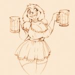  alcohol anthro barmaid beer beverage big_breasts bird_dog breasts caek canid canine canis cleavage clothed clothing cocker_spaniel curvy_figure digital_media_(artwork) dirndl domestic_dog dracojeff female fur holding_object holidays huge_breasts hunting_dog legwear maid_uniform mammal nipples oktoberfest solo spaniel tankards thick_thighs uniform voluptuous wide_hips 