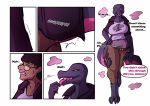  2019 anthro big_breasts biobasher breast_growth breasts clothed clothing comic curse deiser dialogue dominatrix english_text eyewear female gender_transformation glasses hair human human_to_anthro looking_at_viewer magic mammal mtf_transformation nintendo open_mouth pheromones pok&eacute;mon pok&eacute;mon_(species) possession reptile salazzle scalie simple_background smile solo species_transformation text tongue tongue_out transformation video_games 