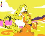  2019 anthro barefoot beach benjamin_clawhauser beverage bulge canid canine cheek_tuft cheetah clothed clothing cloud coconut_drink color_swatch cup dipstick_ears dipstick_tail disney duo facial_tuft felid feline fox gideon_grey gloves_(marking) holding_object ittybittykittytittys knee_tuft leg_markings leg_tuft looking_at_viewer male male/male mammal markings multicolored_ears multicolored_tail one_eye_closed outside pawpads restricted_palette sand seaside simple_background slightly_chubby smile socks_(marking) standing thong topless tuft underwear water white_background wink zootopia 