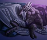  absurd_res alien bed clothing digital_media_(artwork) elite_(disambiguation) furniture halo halo_(series) hi_res male microsoft muddytiger muscular muscular_male sangheili shirtless_male video_games xbox_game_studios 