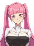  1girl breasts closed_mouth fire_emblem fire_emblem:_three_houses garreg_mach_monastery_uniform hilda_valentine_goneril long_hair phiphi-au-thon pink_eyes pink_hair simple_background smile solo twintails uniform upper_body white_background 