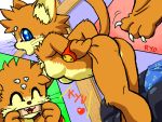  &lt;3 aliasing anthro blue_eyes breasts butt claws clothing costume digital_media_(artwork) domestic_cat fangs felid feline felis female fur machine mammal orange_body orange_fur raised_tail robot ryou solo straycat whiskers 