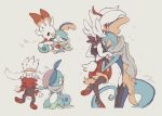  affectionate ambiguous_gender anthro biped celmiu chest_tuft cinderace cold colored drizzle duo fur hug inteleon intimate lagomorph leporid lizard mammal nintendo pok&eacute;mon pok&eacute;mon_(species) rabbit raboot reptile scalie scarf scorbunny simple_background sitting snow sobble standing surprise tuft video_games white_background white_body white_fur 