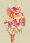  anthro ballerina bloomers blush clarice_(disney) clothed clothing dance_shoes dancewear disney eyelashes footwear hat headgear headwear hoop_skirt looking_at_viewer one_eye_closed open_mouth open_smile pointe_shoes shoes simple_background smile wink 