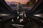  anthro anthro_on_feral bestiality dragon evening feathers female feral fur grass hybrid lake male male/female photo_background romantic_ambiance sergal sex shadarrius size_difference size_play smaller_male vaginal 