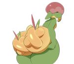  anthro apple appletun big_butt butt flora_fauna food food_creature fruit green_body huge_butt looking_back nintendo nude plant pok&eacute;mon pok&eacute;mon_(species) simple_background solo thick_thighs trashdrawy video_games 