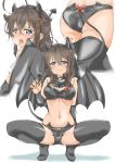  absurdres demon_girl halloween_costume heart heart-shaped_pupils highres kantai_collection maonatten open_mouth shigure_(kantai_collection) squatting succubus symbol-shaped_pupils tongue tongue_out 