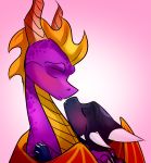  activision blush cynder dragon duo eyes_closed feral horn membrane_(anatomy) membranous_wings scalie silversam02 spines spyro spyro_the_dragon video_games western_dragon wings 