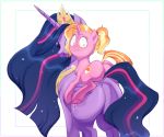  2019 blush bodily_fluids butt crown dock duo equid female feral friendship_is_magic horn luster_dawn_(mlp) mammal my_little_pony riding simple_background sweat toroitimu twilight_sparkle_(mlp) unicorn white_background winged_unicorn wings young 