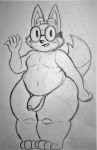  2019 anthro barefoot belly big_butt black_nose blush butt canid canine canis domestic_dog eye_moisturizer eyewear flaccid gesture glasses hi_res huge_butt huge_thighs humanoid_penis invalid_tag male mammal mr._polywoo navel nude overweight penis short_stack simple_background smile thick_thighs waving wide_hips 