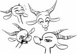  2019 :3 ambiguous_gender angry antelope anthro black_and_white bovid chico_(fuel) expression_sheet facial_markings fuel_(artist) gazelle half-closed_eyes happy head_markings horn mammal markings monochrome narrowed_eyes simple_background smile solo tongue tongue_out white_background 