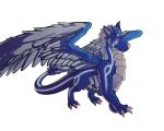  blue_body blue_feathers claws dragon erection feathers feral hi_res male penis riskitforthebiscuit solo wings 