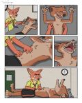  2019 black_nose bottomwear canid canine clothing comic disney duke_weaselton fennec fox hi_res inside least_weasel male mammal mustela mustelid musteline necktie nick_wilde open_mouth tickle_torture ticklefennec tickling zootopia 