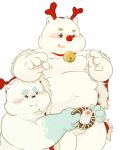  2019 anthro balls belly blue_body blue_fur blush christmas doughnut duo erection food fur holidays humanoid_hands male mammal moobs navel nipples overweight overweight_male penis ursid white_body white_fur 熊团沫沫 