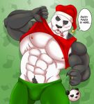  2019 5_fingers anthro beastars biceps biped black_and_white_fur black_body black_fur christmas english_text fingers fur giant_panda gouhin holidays humanoid_hands jabuhusky male mammal multicolored_body multicolored_fur muscular muscular_male nipples pecs pubes scar text two_tone_body two_tone_fur ursid white_body white_fur 