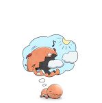  &gt;_&lt; =_= cloud commentary_request dreaming drooling dynamax eating eighth_note gen_3_pokemon highres kashiwa_(3920kashiwa) motion_lines musical_note no_humans open_mouth pokemon simple_background sky sleeping sun thought_bubble trapinch white_background 