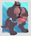  2019 4_toes 5_fingers anthro balls baseball_cap beard big_muscles big_nipples big_pecs big_penis black_hair black_nose body_hair bottomwear canid canine canis chest_hair clothed clothing coach_mika digitigrade erection facial_hair fingers fur grey_body grey_fur hair happy_trail hat headgear headwear huge_muscles huge_penis licking licking_lips looking_at_viewer male mammal merong multicolored_body multicolored_fur muscular muscular_male nipples partially_clothed pecs penis pink_nipples pink_penis pink_tongue shorts shorts_down solo toes tongue tongue_out topless two_tone_body two_tone_fur vein veiny_penis wolf yellow_eyes 