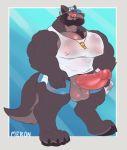  2019 4_toes 5_fingers anthro balls baseball_cap beard big_muscles big_nipples big_pecs big_penis black_hair black_nose body_hair bottomwear canid canine canis chest_hair clothed clothing coach_mika digitigrade erection facial_hair fingers fur grey_body grey_fur hair hat headgear headwear huge_muscles huge_penis licking licking_lips looking_at_viewer male mammal merong multicolored_body multicolored_fur muscular muscular_male nipples partially_clothed pecs penis pink_penis pink_tongue shirt shorts shorts_down solo tank_top tight_clothing toes tongue tongue_out topwear two_tone_body two_tone_fur vein veiny_penis whistle wolf yellow_eyes 