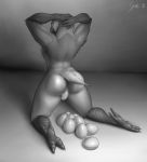  2019 anthro anus avian beak big_butt bird butt digital_media_(artwork) egg female free_art jakethegoat kneeling looking_at_viewer nude oviposition parrot pussy simple_background sketch smile solo 