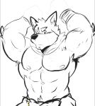  2019 abs adastra amicus_(adastra) biceps blush canid canine canis clothed clothing frankescobarx jewelry looking_at_viewer male mammal muscular muscular_male necklace nipples pecs piercing simple_background sketch solo topless white_background wolf 