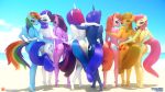  3d_(artwork) anthro applejack_(mlp) beach big_breasts breasts butt digital_media_(artwork) eqamrd equid equine female fluttershy_(mlp) friendship_is_magic hair horn horse lineup looking_at_viewer looking_back mammal my_little_pony nude pinkie_pie_(mlp) pony princess_celestia_(mlp) princess_luna_(mlp) pterippus rainbow_dash_(mlp) rarity_(mlp) rear_view seaside side_boob sky summer twilight_sparkle_(mlp) unicorn wide_hips winged_unicorn wings 