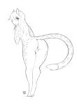  absurd_res amaryllis_(amy)_sharmila anthro bent_over butt cheetah felid feline female fur hair hi_res looking_at_viewer looking_back mammal marblesoda open_mouth pussy sketch solo spots spotted_body spotted_fur 
