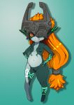  2019 armor breasts censored female grin hair headgear helmet humanoid humanoid_pointy_ears imp j7w midna mostly_nude navel nintendo nipples not_furry one_eye_obstructed orange_hair pussy red_eyes short_stack small_breasts smile solo the_legend_of_zelda twilight_princess video_games yellow_sclera 