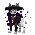  1:1 absurd_res canid canine canis chihuahua clothing costume cub day_of_the_dead domestic_dog halloween hat headgear headwear hi_res holidays makeup mammal marothedarkrabbit_(artist) mexican mexico paw_patrol red_eyes simple_background toy_dog tracker_(paw_patrol) young 