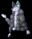  anthro arriettythegoat canid canine canis domestic_dog heterochromia husky male mammal multi_arm multi_limb nordic_sled_dog overcoat polydactyly sleepysaf solo spitz 