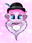  &lt;3 &lt;3_eyes blue_body blue_eyes blue_feathers clothing cutie_mark fan_character feathers flufflepimp hair looking_at_viewer my_little_pony pink_body pink_hair simple_background solo 