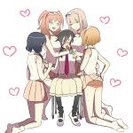  5girls blush churro highres katou_asuka kuroki_tomoko long_hair multiple_girls necktie nemoto_hina panties pantyhose school_uniform sitting sweat tamura_yuri uchi_emiri underwear watashi_ga_motenai_no_wa_dou_kangaetemo_omaera_ga_warui! yuri 