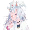  animal animal_ears bicolored_eyes cat choker close gray_hair original short_hair shrimp_cc white 