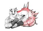  anthro badger borges dosandusk dragon kissing male male/male mammal multi_arm multi_limb mustelid musteline nuzzling 