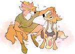  2019 anthro black_nose br&#039;er_fox canid canine clothed clothing disney fox fur group headgear headwear hi_res male mammal robin_hood robin_hood_(disney) simple_background song_of_the_south uochandayo 