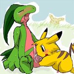  ash_ketchum ashchu grovyle pikachu pokemon 